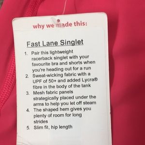lululemon athletica Tops - Lululemon fast lane singlet lululemon athletica Tops - Lululemon fast lane singlet
